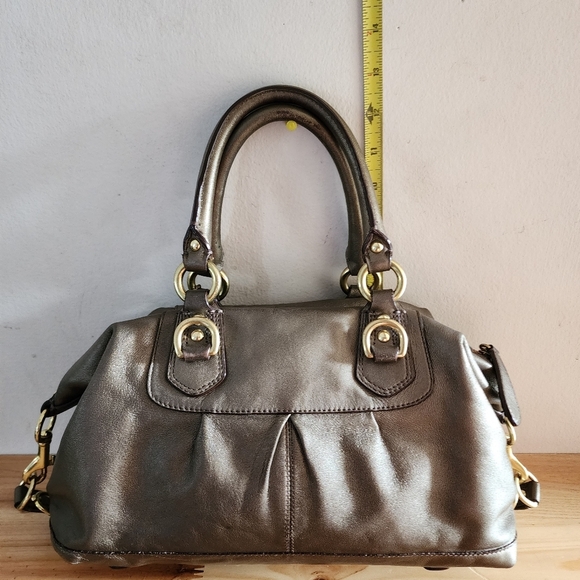 Coach Ashley Convertible Leather Metallic Satchel Handbag Purse F15445 - Picture 15 of 16